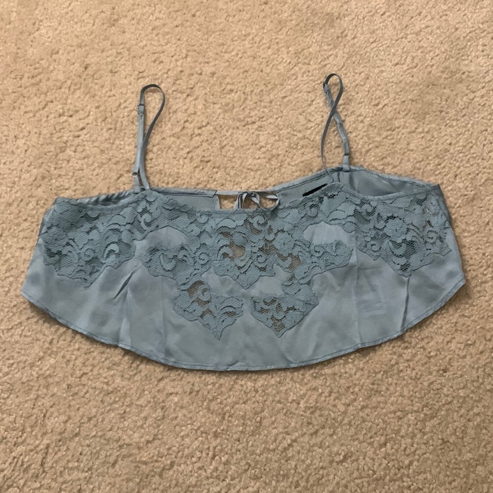 Urban Outfitters satin blue crop top